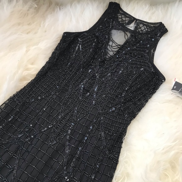 aidan mattox fringe cocktail dress Aidan by Aidan Mattox Sequined & Fringed Cocktail Dress